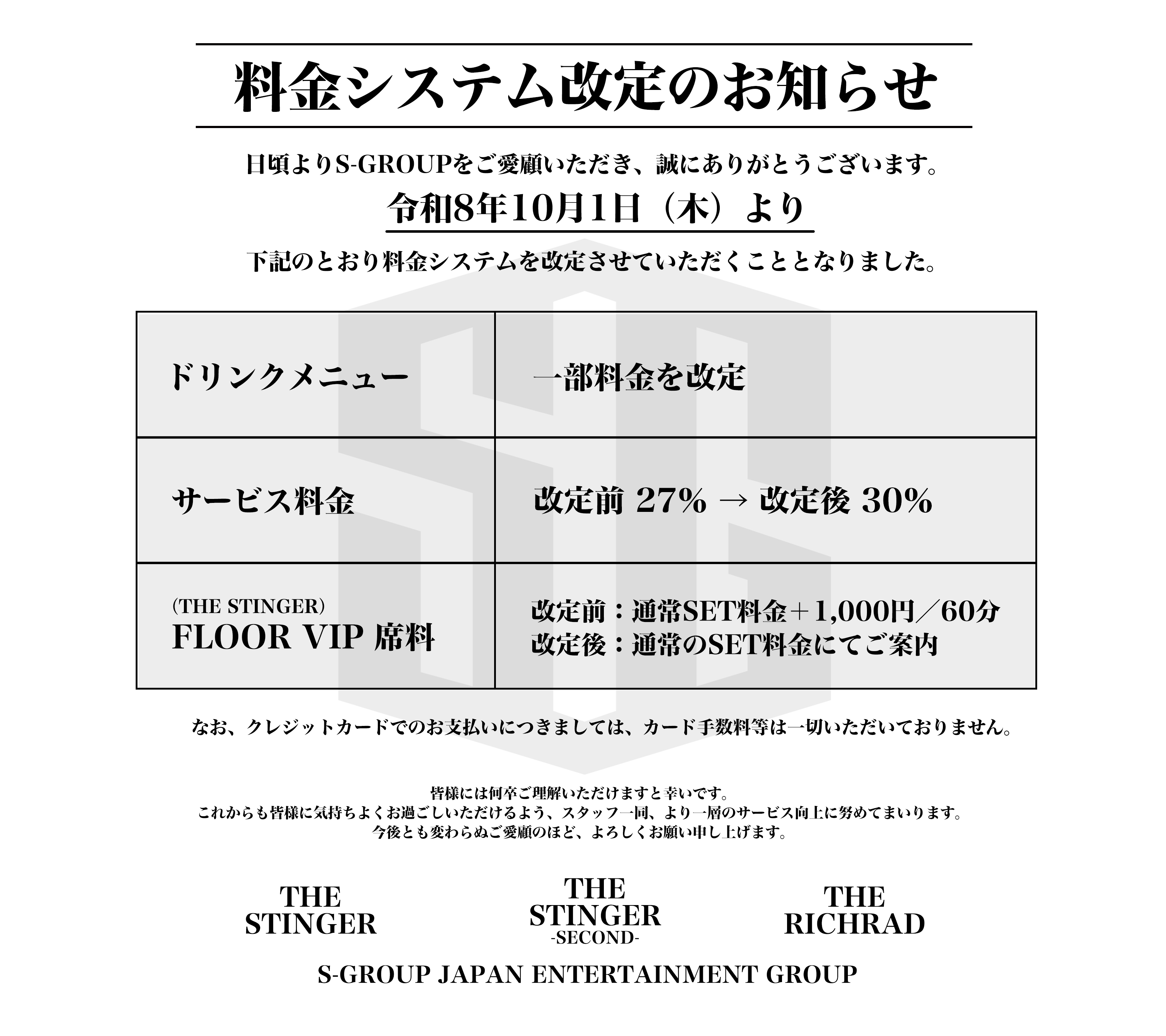 料金改正
